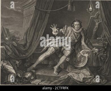 M. Garrick dans le personnage de Richard la 3d, image fixe, Prints, 1746, Hogarth, William, 1697-1764 Banque D'Images