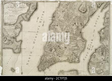 Plan de la ville de New York en Amérique du Nord : arpenté dans les années 1766 et 1767, image fixe, cartes, 1776-01-12, Faden, William (1750?-1836), Kitchin, Thomas (d. 1784), Ratzer, Bernard Banque D'Images