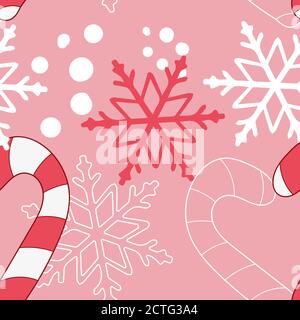 Motif vectoriel sans couture New Year dans les couleurs rose et rouge. Illustration de Vecteur