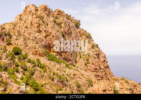 Les calanques de Piana et la mer en Corse, France Banque D'Images