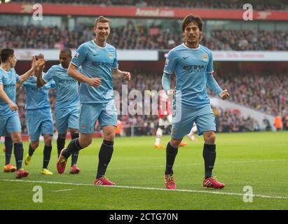 DAVID SILVA REPREND FLAMMINI ET GIBBS ARSENAL V MANCHESTER CITY PREMIER LEAGUE - EMIRATES STADIUM IMAGE : © MARK PAIN / ALAY Banque D'Images