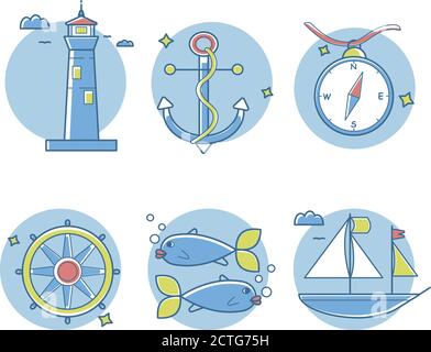 icônes marine Illustration de Vecteur