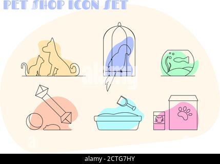 Icônes de la boutique d'animaux Illustration de Vecteur