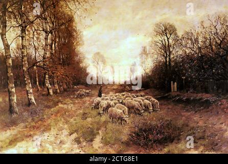 Schiedges II Petrus Paulus - moutons de pâturage près de Laren - Dutch School - 19e siècle Banque D'Images