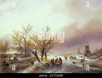 Spohler Jan Jacob - un paysage d'hiver - Dutch School - 19e siècle Banque D'Images