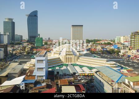 Marché central à Phnom Penh, Cambodge Banque D'Images