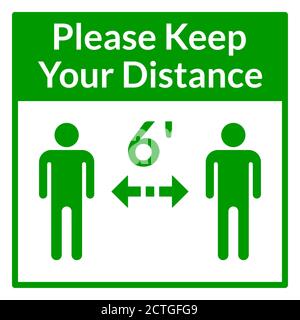 Veuillez garder votre distance 6 pieds carré icône d'instruction de distance sociale. Image vectorielle. Illustration de Vecteur