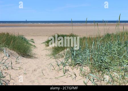 Chemin vers Ainsdale Beach Sefton Coast. Merseyside, Royaume-Uni Banque D'Images