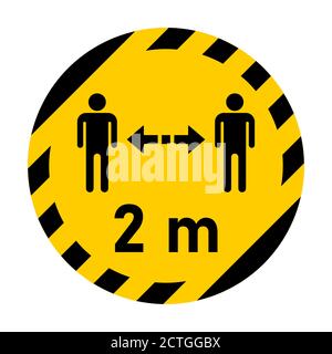 Gardez une distance de 2 m ou 2 mètres autour de l'icône autocollant d'instruction de distance sociale. Image vectorielle. Illustration de Vecteur