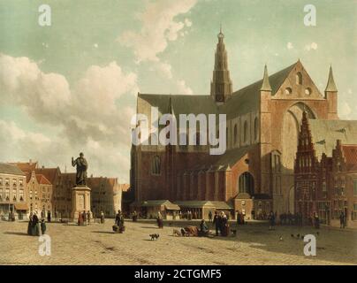 Weissenbruch Jan - Gezicht Op de Grote Markt met de St.Bavo te Haarlem - Ecole néerlandaise - 19e siècle Banque D'Images