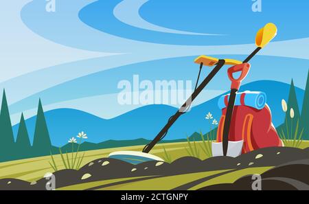 Icônes de vecteur de ligne définies sur les thèmes : détecteurs de métal Illustration de Vecteur
