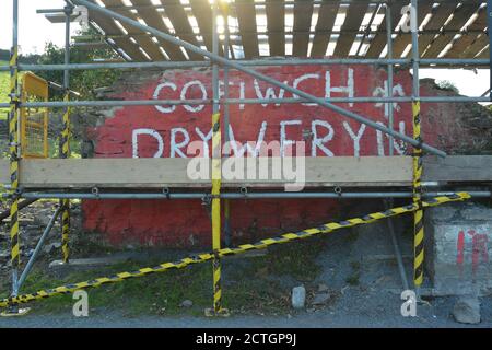 Restauration du monument Cofiwch Dreweryn 2020 Banque D'Images