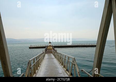 Le quai de Capharnaüm, Mer de Galilée, Israël Banque D'Images