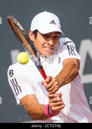 Hambourg, Allemagne. 23 septembre 2020. Circuit ATP de tennis - Hamburg European Open, singles, men, tour de seize dans le stade de Rothenbaum. Garin (Chili) - chanvre (Allemagne). Cristian Garin en action. Credit: Daniel Bockwoldt/dpa/Alay Live News Banque D'Images