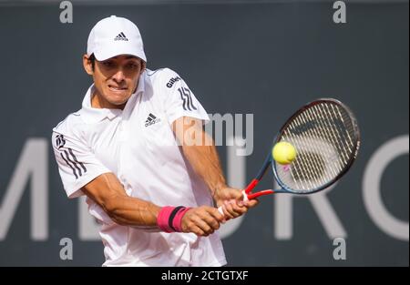 Hambourg, Allemagne. 23 septembre 2020. Circuit ATP de tennis - Hamburg European Open, singles, men, tour de seize dans le stade de Rothenbaum. Garin (Chili) - chanvre (Allemagne). Cristian Garin en action. Credit: Daniel Bockwoldt/dpa/Alay Live News Banque D'Images