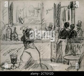 Edouard Manet 1832-1883. Intérieur du café. Charbon de bois sur papier cm 14,1 x 18,5. Banque D'Images