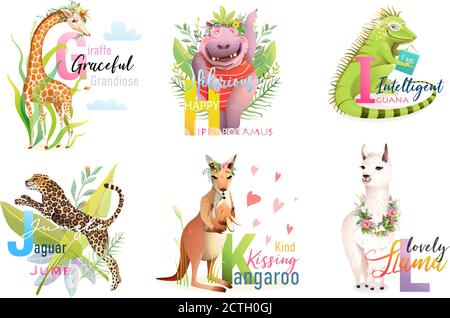 Collection d'école pour animaux ABC Alphabet pour enfants Illustration de Vecteur