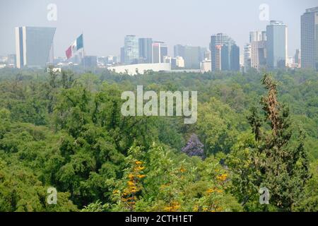 Mexico - vue panoramique sur le parc depuis le château de Chapultepec Banque D'Images