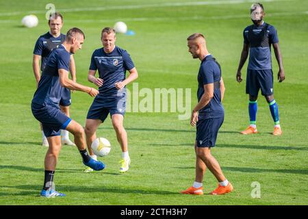 Pilsen, République tchèque. 23 septembre 2020. Joueur de football de Victoria Plzen à l'entraînement avant le 3ème tour de qualifications du match de l'UEFA Europe League Victoria Plzen vs Sonderjyske à Pilsen, République Tchèque, 23 septembre 2020. Crédit: Miroslav Chaloupka/CTK photo/Alamy Live News Banque D'Images