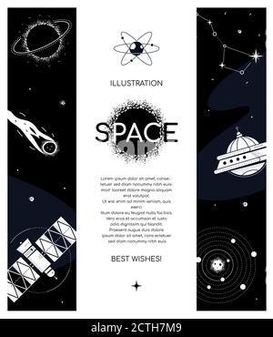 Exploration de l'espace - bannière moderne de style plat Illustration de Vecteur