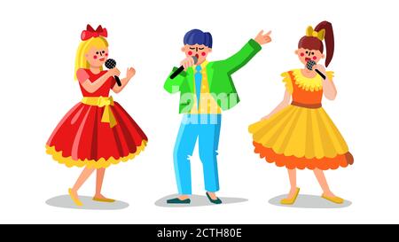 Man and Women Performing Song in Choir Vector Illustration de Vecteur