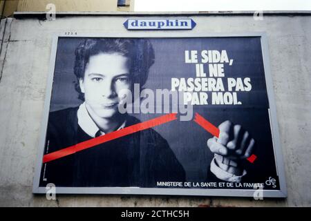 Le sida s'arrête avec moi, campagne de sensibilisation au sida, Lyon, France, vers 1987-88 Banque D'Images