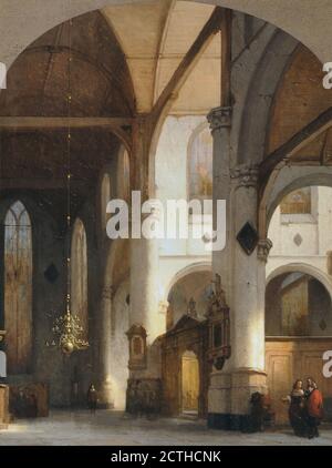 Schenkel Jan Jacob - Interieur Van de Sint-Janskerk à Gouda - Ecole néerlandaise - 19e siècle Banque D'Images