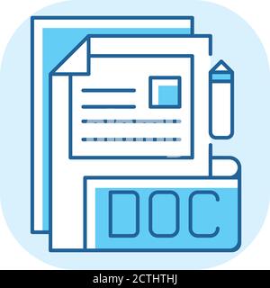 Icône de couleur RVB bleu du fichier DOC Illustration de Vecteur