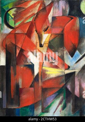 Franz Marc. Peinture intitulée les renards, huile sur toile, 1913. Franz Moritz Wilhelm Marc (1880-1916) était une figure de premier plan du mouvement expressionniste allemand Banque D'Images