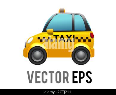 Le côté vectoriel isolé de l'icône de voiture de taxi de ville de yellowCab avec fenêtre bleue en dégradé Illustration de Vecteur