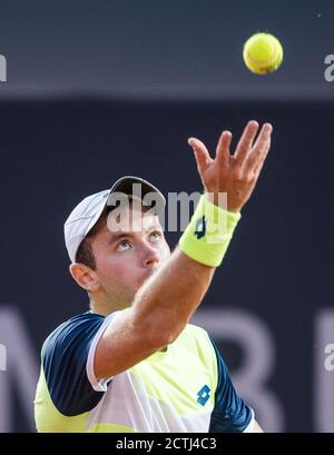 Hambourg, Allemagne. 23 septembre 2020. Circuit ATP de tennis - Hamburg European Open, singles, men, tour de seize dans le stade de Rothenbaum. Baustista Agut (Espagne) - Koepfer (Allemagne). Dominik Koepfer en action. Credit: Daniel Bockwoldt/dpa/Alay Live News Banque D'Images