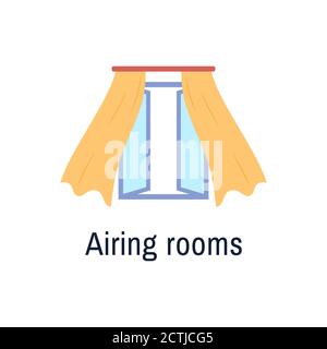 Icône plate d'air frais isolée sur blanc. Ouvrir la fenêtre Illustration de Vecteur
