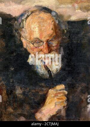 Munch Edvard - Christian Munch avec pipe - Norwegian School - 19e siècle Banque D'Images