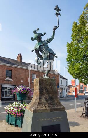 Touchstone, The Jester Statue, Henley Street, Stratford-upon-Avon, Warwickshire, Angleterre, Royaume-Uni Banque D'Images