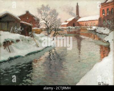 Thaulow Frits - de l'Aker River Winter - Norvégien École - 19e siècle Banque D'Images