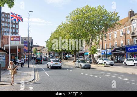 Magasins et restaurants, The Broadway, Stanmore, London Borough of Harrow, Greater London, Angleterre, Royaume-Uni Banque D'Images