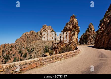 France, Corse-du-Sud, Piana, route à Calanques de Piana Banque D'Images