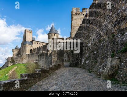 Cité fortifiée de Carcassonne, Languedoc-Roussillon, France Banque D'Images