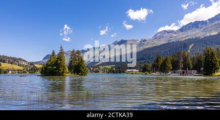 Panorama du lac Heidsee par beau jour d'été Banque D'Images