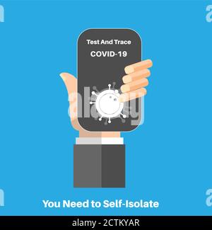 Application de test et de trace Covid-19 dont vous avez besoin pour auto-isoler le vecteur illustration Illustration de Vecteur