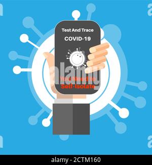 Application de test et de trace Covid-19 dont vous avez besoin pour auto-isoler le vecteur illustration Illustration de Vecteur