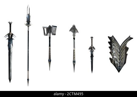 Jeu d'épée FANTASY Weapons, Illustration 3D, rendu 3D Banque D'Images