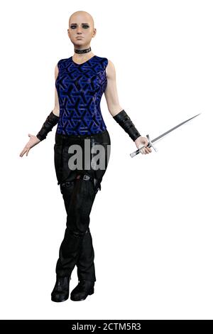 Urban Fantasy Goth Academy Teen, rendu 3D, illustration 3D Banque D'Images