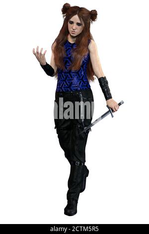 Urban Fantasy Goth Academy Teen, rendu 3D, illustration 3D Banque D'Images