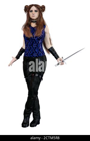 Urban Fantasy Goth Academy Teen, rendu 3D, illustration 3D Banque D'Images