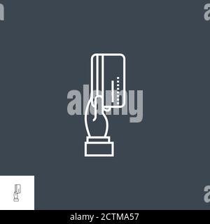 Icône main with Credit Card Vector Line Illustration de Vecteur