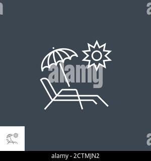 Icône de la ligne vectorielle associée au salon de chaise longue. Illustration de Vecteur