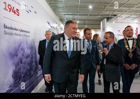 Le secrétaire d'État Michael Pompeo a visité le musée Patton à Pilsen, en République tchèque, le 11 août 2020, commémorant le rôle de l'armée américaine dans la libération de la Tchécoslovaquie pendant la première Guerre mondiale Banque D'Images