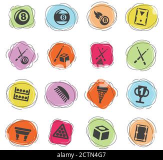 Billard icon set Illustration de Vecteur