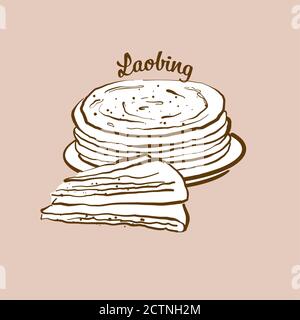 Illustration de pain Laobing dessiné à la main. Pain plat, généralement connu en Chine. Série de mises en plan vectorielles. Illustration de Vecteur